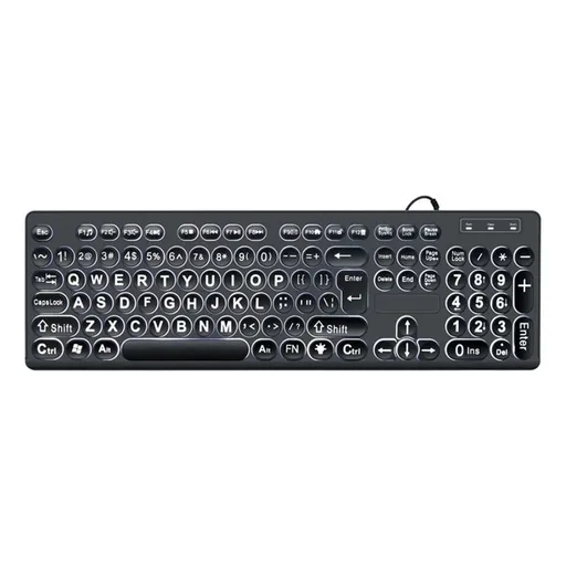 USB Cord Backlit Keyboards Big Print Letter with White Illuminated LED Backlit Keyboards 104Keys Standard Full Size