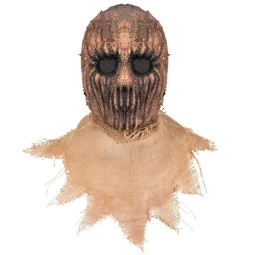 Hollow Eye Horror Scarecrow Head Mask Latex Full Head Coverage Burlap Texture for Halloween Cosplay Dress Up