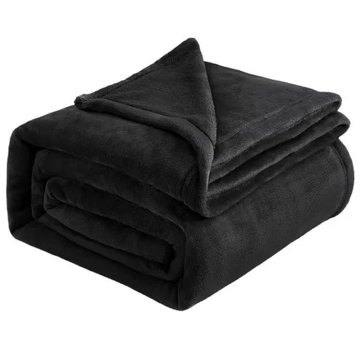 Tiny Flannel Fleece Cuddle Blanket, Light Soft Plush Mini Throw For Multi Scenarios, Black, 45X65cm, Size XXS, Portable Small Blanket