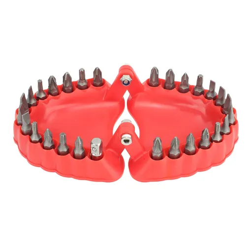 Denture Drill Bit Holder Denture Screwdriver Organizer 3D Sculpture Desk Decor 28 Holes Red With Bits