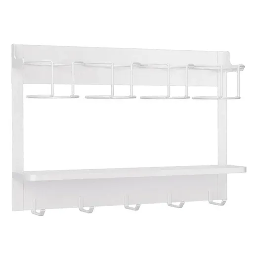 Magnetic Mug Organizer Cup Holder Wall Mount Storage for Kitchen Office Home Use - White