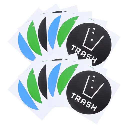Trash Bin Sticker Multi PVC Adhesive Sticker 12Pcs Recycling Symbols Household Use