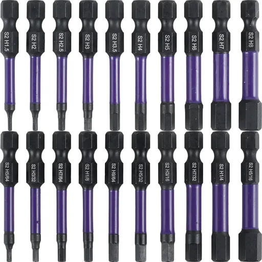 20 Pcs Impact Hex Drill Bit Set, S2 Steel Magnetic SAE Metric Bits for Drivers, 1/4 Inch Shank