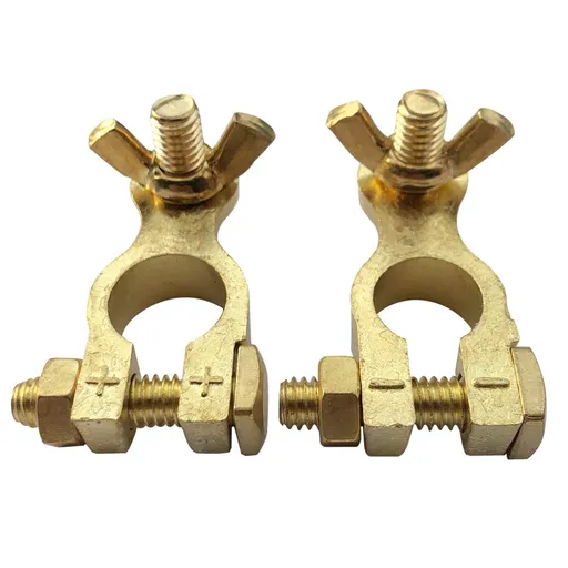 Brass Battery Terminals Connectors Clamp, Top Post Battery Terminal for Car and Boat (1 Pair)