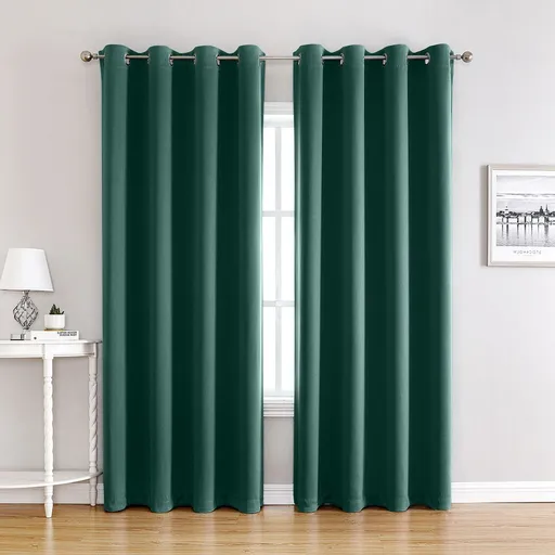 Dark Green | Approx. 39x79 Inch Single Panel | 545g Per Panel | 210GSM Room Darkening Curtains, Grommet Top 2 Panels, Retro Luxe Drapes for Guest Bedroom, Great Christmas Present