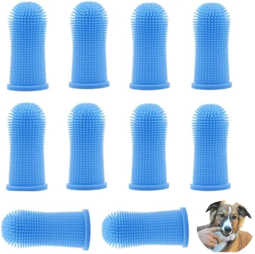 Dog Toothbrush, 10Pcs Soft Dog Finger Toothbrush, 360º Dog Finger Toothbrush, Silicone Pets Teeth Cleaning Toothbrush Kit for Dogs Puppies, Small Pets Dental Care