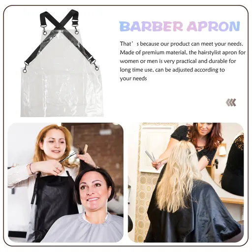 Salon Stylist Aprons Clear Apron Plastic Aprons Barber Apron Hair Stylist Transparent Apron Adjustable Cross Strap Work Apron