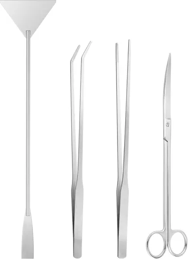 4pcs Aquarium Tweezers Scissors Spatula, Stainless Steel Aquatic Plants Aquascaping Tools Set for Fish Starter Kits, Aquariums Tank and Terrarium
