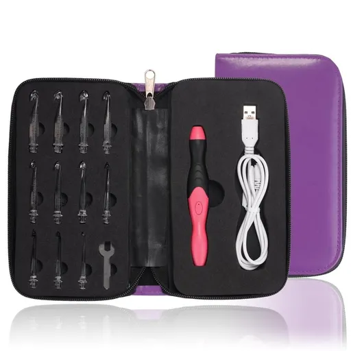 Lighted Crochet Hook Set - 11 Size Interchangeable Heads . withLatest Bag,USB Rechargeable LED Lighted Crochet Hook Set
