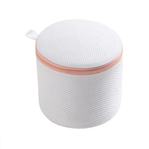 Underwear Wash Bag Bracket Mesh Zipper Underwear Bra Laundry Bag for Machine Washing White Fabric Dusty Pink Zipper