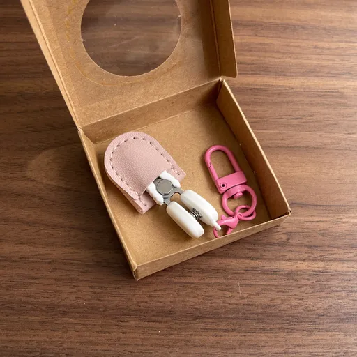 Pink Ultra-Portable Mini Precision Scissors Set - Compact 7cm Craft Snips with Safety Cap, Leather Sheath, and Keychain Hook for Travel and DIY