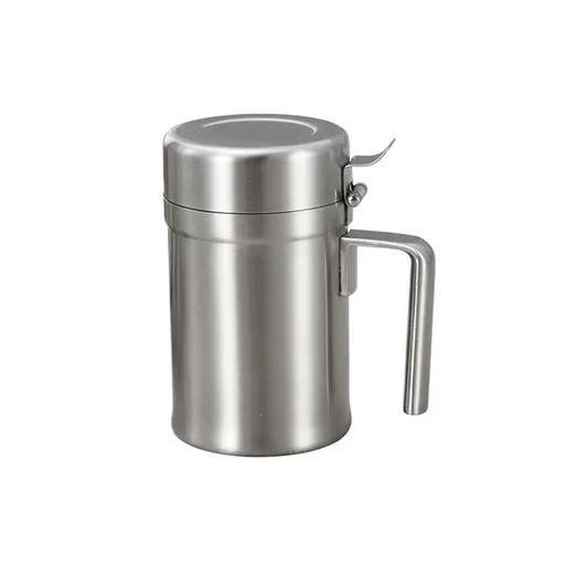 Stainless Steel Olive Oil Dispenser Bottle, Leak-Proof Cooking Oil Can, Drip Free Kitchen Dispenser Pot, Syrup Jar keeper, Storage Container with Lid, Easy to Fill and Clean (500ml)