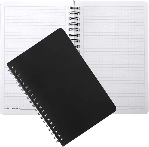 2 Pcs Stone Paper Waterproof Spiral Notebook Journals Notepad Grid Notebooks 5 x 7 Inch Graph Paper Spiral Notepads Waterproof Sheet Journals 64 Pages for Aesthetic School (Black)