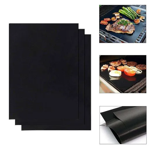 3pcs Non Stick Grill Mat Oven Baking Mat, 40x33cm, Black