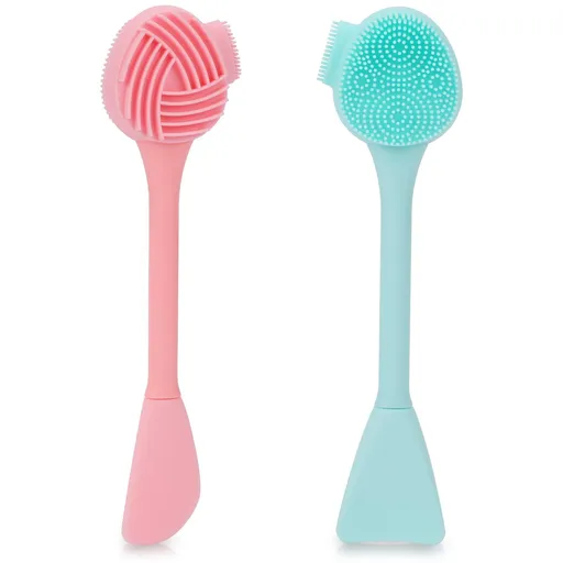 2 PCS Silicone Face Scrubber,4 in 1 Soft Facial Cleansing Brush Manual Handheld Face Scrub Brush for Massage Pore Cleansing