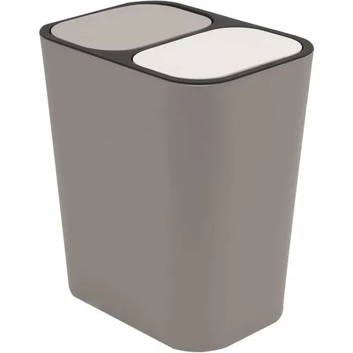 Double Recycling Trash Bin Storage Box Container Rectangle Plastic Push Button Dual Compartment For Kitchen Office Home