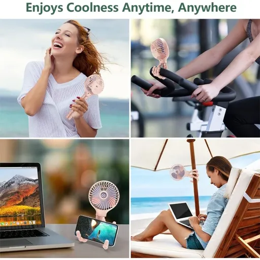 Mini Handheld Personal Portable Fan, Baby Stroller Fan, Car Seat Fan, USB or Battery Powered, with Flexible Tripod Clip (Pink)