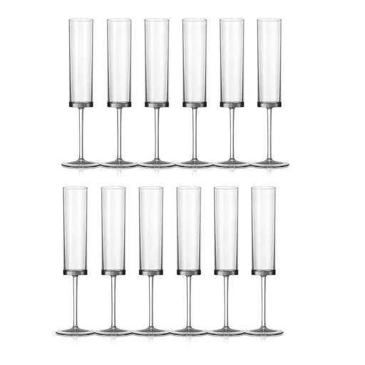 Champagne Flutes 6 OZ Square Champagne Glasses Stemmed Coupes Reusable Wedding Toasting Glasses 12 Pack Transparent