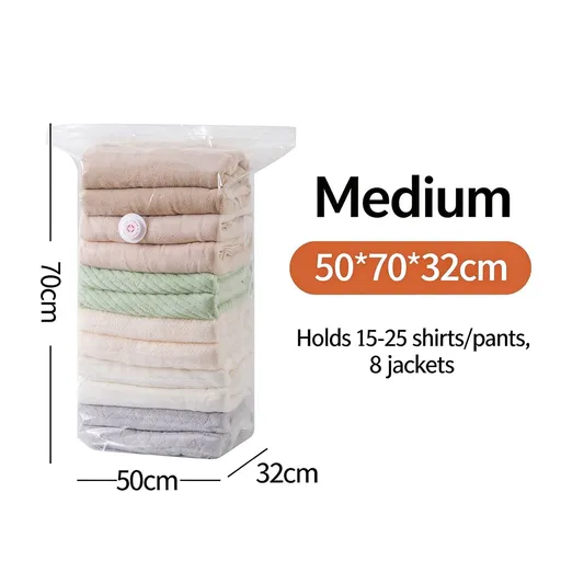 3D Stereo Vacuum Compression Storage Bags, Thickened Material No Air Pump Needed, Dust‑Proof Moisture‑Proof For Seasonal Garment Arrangement, Halloween Household Organizer Supply, Medium Size 50x70x32, 4 Pcs