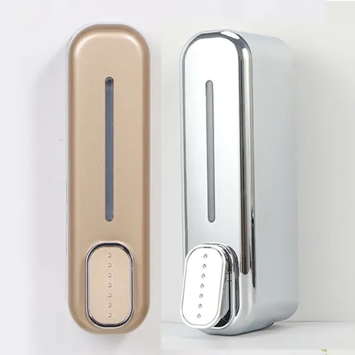 2 Pcs (Gold + Silver) Modern Wall-Mounted Press Soap Dispenser - 300ml Refillable Pump for Bathroom & Kitchen