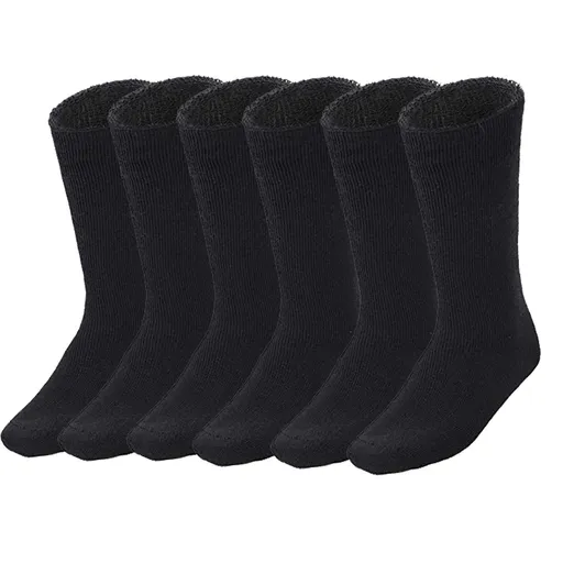 6 Pairs BAMBOO SOCKS Mens Heavy Duty Premium Thick Work Socks Cushion BULK - Black
