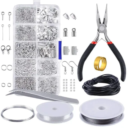 Jewelry Making Kit,Findings Set Findings in Plastic Box with Plier Tweezers and Wire for Jewelry Repair Making DIY Craft Supplies
