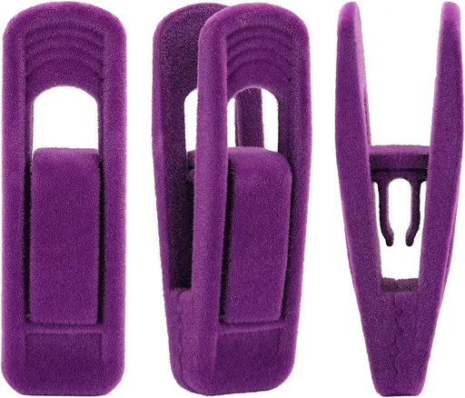 Purple Velvet Hangers Clips, Pants Hangers Velvet Clips, Strong Finger Clips Perfect for Thin Velvet Hangers (20 Pcs, Purple)