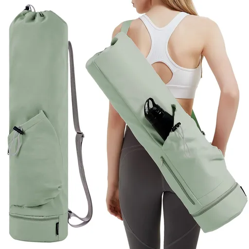 Versatile Yoga Mat Carrier Bag with Water Bottle Pocket and Wet Dry Compartment for Gym Studio and Outdoor Yoga Sessions (Green)