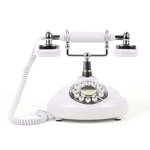 European Retro Desktop Phone: Classic design meets modern utility, perfect for home and office, reviving elegant call moments.(White button)
