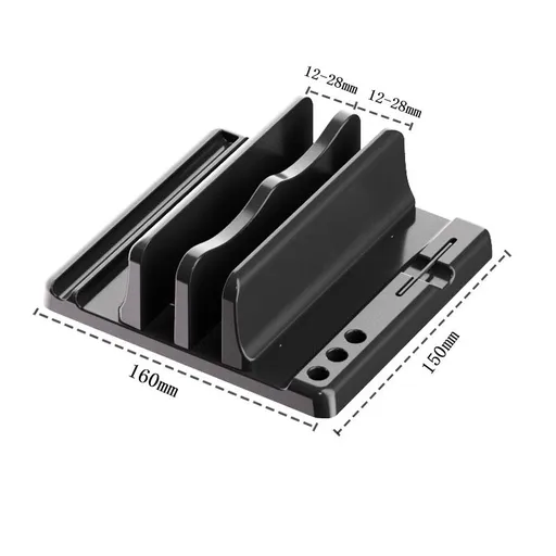 3-Slot Vertical Laptop Stand Made of Premium ABS Plastics Design Space-Saving Adjustable Desk Organizer
