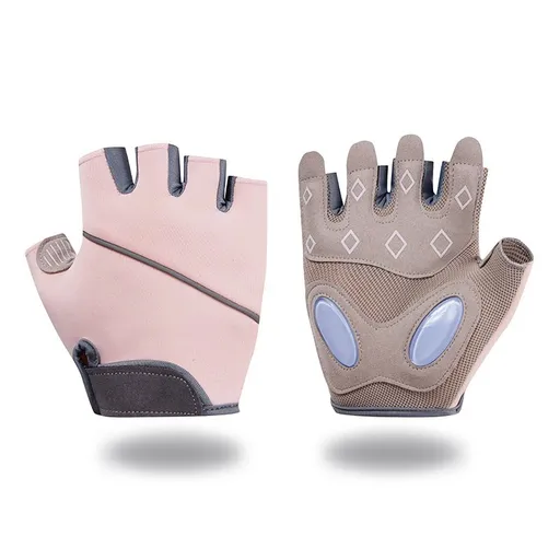 Breathable Fingerless Workout Gloves with Silicone Palm Protection - Anti-Slip Gym Gloves for Men & Women, Ideal for Cycling, Weightlifting & Cross Training - Pink XL