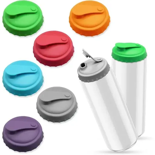 6 Piece Silicone Protective Can Lid Set with Opening, Assorted Colors