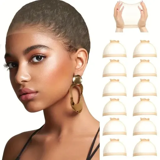 Wig Cap Inner Net 50PCS Beige Stretch Mesh Dome Wig Caps For Women Lightweight Breathable Wig Liners For Braids Weaving Daily Wig Wearing Salon Home Use