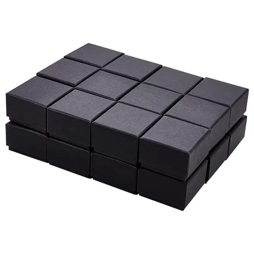 24 Pack Jewelry Ring Boxes Kraft Square Cardboard Jewelry Boxes for Jewelry, Wedding Party, Valentine's Day Festival Gift Black