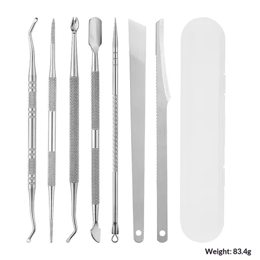 2 set Toenail Pedicure Tool Kit 7pcs Nail Manicure Kit Stainless Steel Nail Care Treatment for Nail Correction Polish Pain Relief true color 7 Piece Set