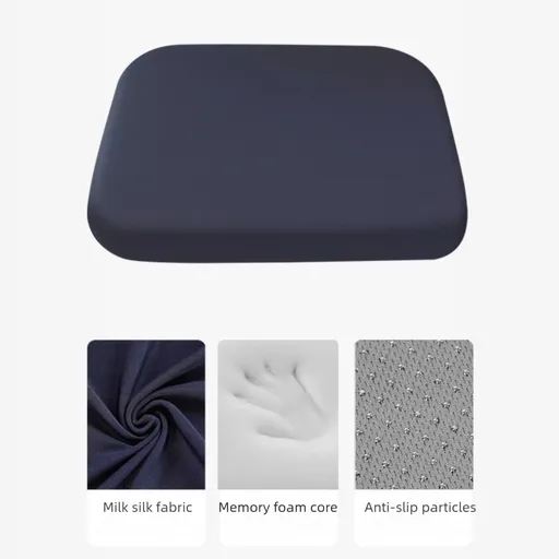Dark Blue Memory Foam Seat Cushion - 45 x 45 x 4.5 cm Polyester Cover, Removable Washable Cover, Portable Office Chair, Student, Dining Chair and Car Seat Pad