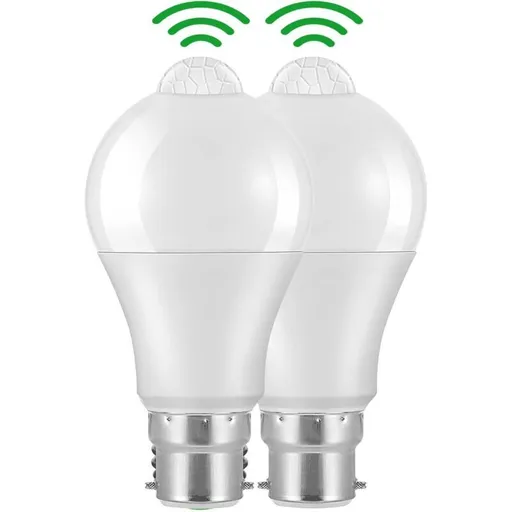 Motion Sensor Bulb B22 Bayonet LED, 12W, 1020Lm, Cool White 6000K, Cir 85, Waterproof Ip42 Energy Saving, Non-Dimmable,