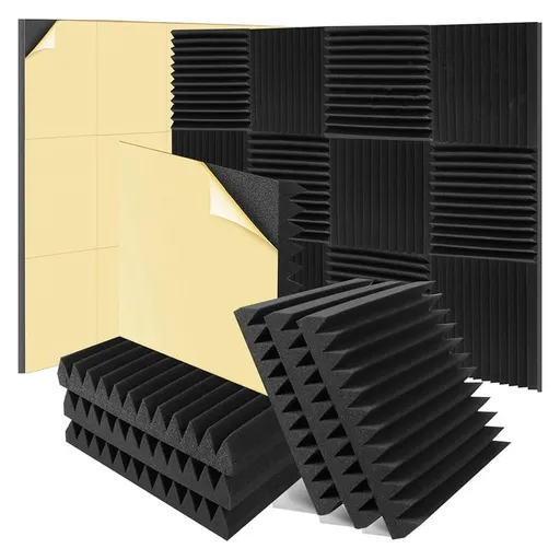 6 Pack Sound Proof Foam Panels 2 X 12 inch Self-Adhesive High Density Wedge Acoustic Soundproof Wall