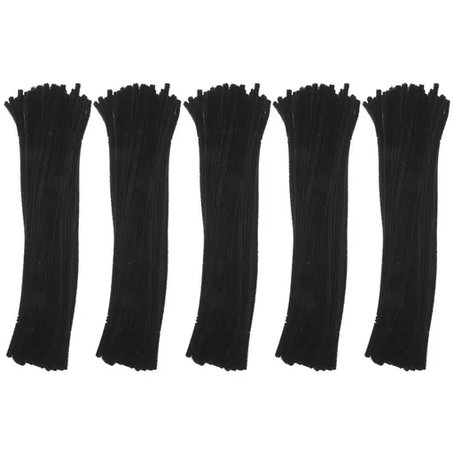 Black Fuzzy Pipe Cleaners 500Pcs - Versatile DIY Craft Stems for Creative Projects