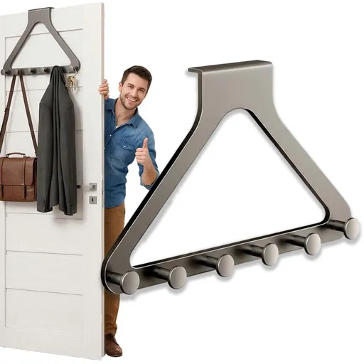 Over The Door Hanger Organizer with 6 ganchos, No-Drill Over-the-Door Hanger Rack, Space Saving Heavy Duty Storage Organizer for Coat Hat Scarf Towels