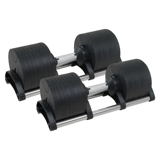 Powertrain Eon 90kg Adjustable Dumbbells Pair (2x 45kg) Quick Dial Home Gym Free Weight Set for Strength Training