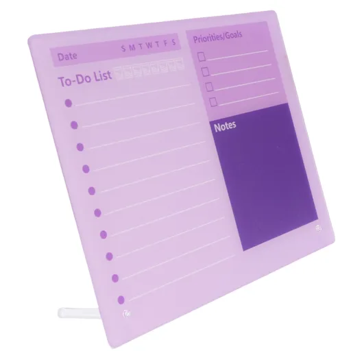 Dry Erase Planner Board Acrylic Desktop Calendar To Do List Schedule Board with Stand for Office Home School Purple 30x25cm/11.8x9.8in