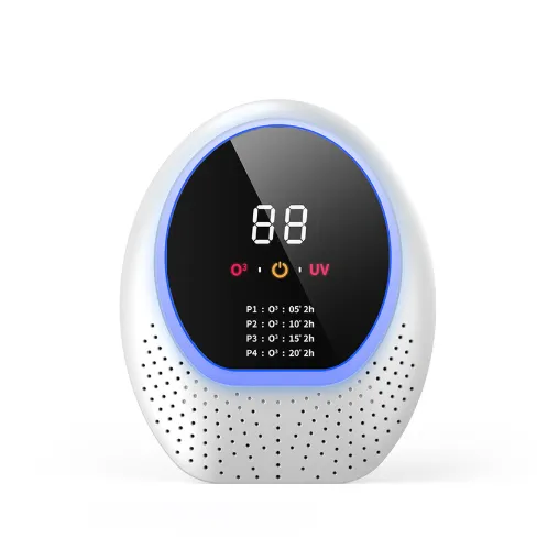 White Rechargeable Ozone & UV-C Air Purifier with Remote - Portable Odor Eliminator for Home, Pets & Closets