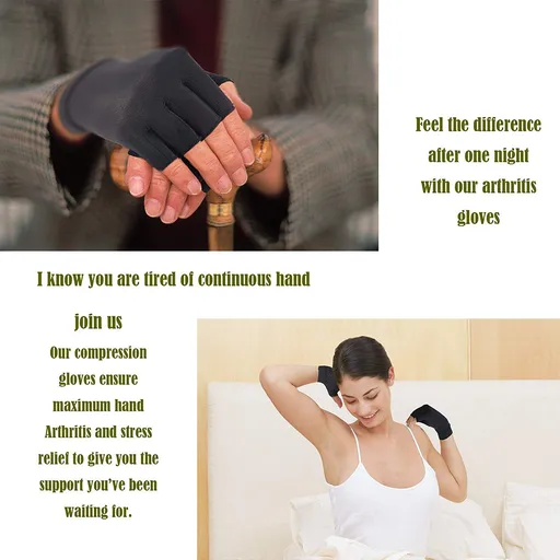 Gloves Women Men Relieve Hand Pain Swelling and Carpal Tunnel Fingerless for Typing, Support for Joints, Large