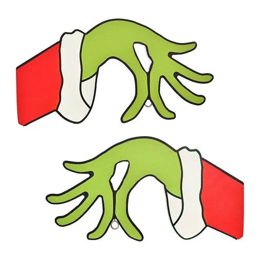 2 Pcs Christmas Thief Hand Decoration Hand Cut Out Decorations,Funny Thief Hand Hanging Sign with Hanging Hole