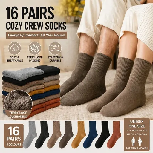 Assorted Thick Fleece Lined Wool Socks Adult All Season Warm Socks 16 Pairs