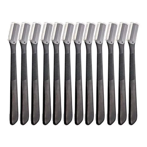 12 pcs Eyebrow Knives, Black