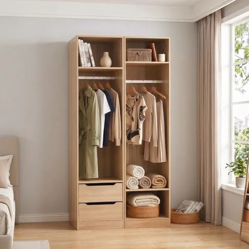 Artiss 2X Wardrobe Clothes Closet Storage Organiser Shelf Drawers Pine