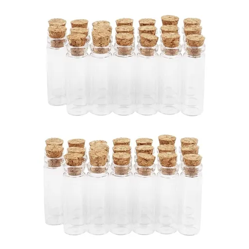 40Pcs 11X32Mm Mini Empty Clear Cork Glass Bottles Vials 2Ml