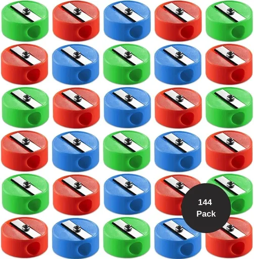Pencil Sharpeners in Bulk - Pack of 144 Pocket Sized Mini Handheld Pencil Sharpener for Kids, Plastic and Colorful for Party Favors, Goodie Bags, Classroom Prizes and School Supplies by